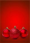 Red christmas balls on the red christmas background