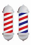 red and white stripe barbers pole with silver elements