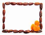 photo frame, dried apricots and dates