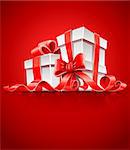 gift in box with red ribbon and bow vector illustration