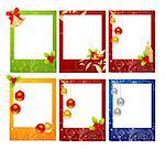 Set of celebratory Christmas cards with decorations. Vector illustration.