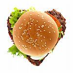 delicious hamburger in shape of a heart