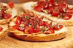 crispy italian bruschetta with basil, garlic and tomato