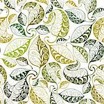 Seamless leaves pattern, stylized ornamental background