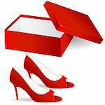 shoe box and red high heel - vector illustration