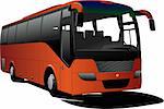 Orange Tourist bus. Coach. Vector illustration