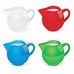 Vector Illustration set of jugs with milk on white