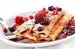 Crepes filled with chocolate and fruits