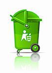 green garbage can vector illustration isolated on white background