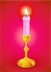 candle burning in candlestick color vector illustration