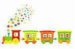 Toy train with happy kids