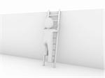3d human ladder wall success business up opportunity