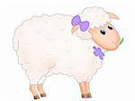 Childish illustration of cute sheep over white