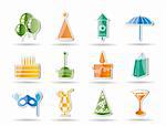 Party and holidays icons - vector icon set