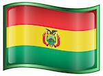 Bolivia Flag Icon, isolated on white background.