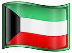 Kuwait Flag Icon, isolated on white background.