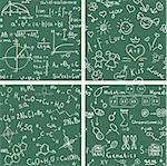 Education - set with four seamless vector backgrounds