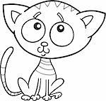 cartoon illustration of cute little kitten for coloring book