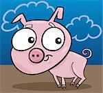 cartoon illustration of cute little piggy