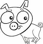 cartoon illustration of cute little piggy for coloring book