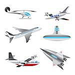 different types of Aircraft Illustrations and icons - Vector icon set