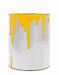 Messy Yellow Paint can isolated on white background