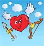Valentine heart on blue sky - vector illustration.