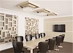 Modern boardroom with lcd interior 3d render