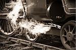 sepia toned vintage steam locomotive detail