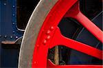 colorful vintage steam traction engine wheel detail