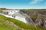 The famous Gullfoss waterfall in Iceland. Gullfoss is one of the most visited tourist attractions in Iceland.