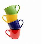 Color cups on a white background. With sample text