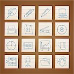 Office tools icons -  vector icon set