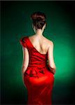 Picture of woman's back with stylish red dress