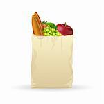 illustration of fresh fruits in bag on white background