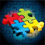 illustration of pieces of jigsaw puzzle on abstract background