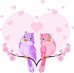 Two very cute pink birds in love