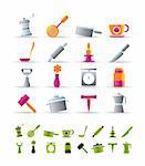Kitchen and household tools icons - vector icon set - 2 colors included