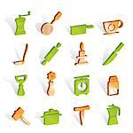 Kitchen and household tools icons - vector icon set