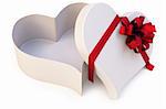 Open gift in the form of heart. isolated on white. with clipping path.