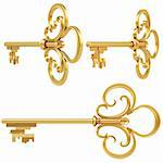 golden key set of views. isolated on white.with clipping path.