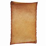 Vintage roll of parchment  isolated on white