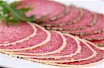Salami with parmesan and pepper crust. Shallow dof