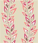 Seamless beige floral pattern with pink plants