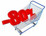 Blue shopping cart with discount percents