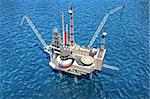 Drilling offshore. Platform in sea. 3D image