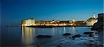 Night panoramic view of old Dubrovnik town in Croatia