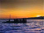 Traditional balinese boats early morning in sea