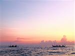 Traditional balinese boats early morning in sea