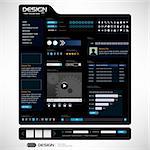 A complete web design elements with layout, menu, icons, buttons, headers, and other essential features.